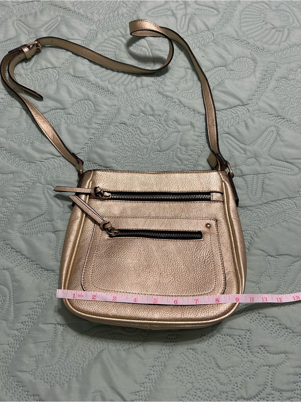 Goldtone Crossbody Shoulder Bag - Women's Metallic Everyday Purse